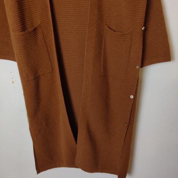 J.O.A. Just One Answer Yolanda Brown Ribbed Longline Midi Cardigan Sweater Small - Picture 7 of 13